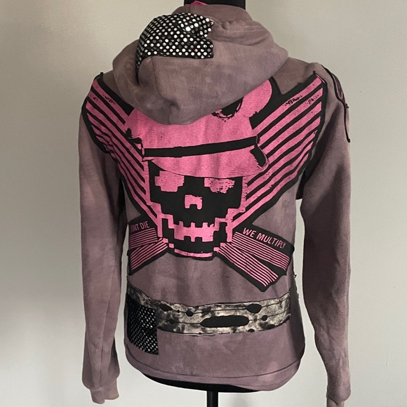 Handmade purple pink unlocal small zip up hoodie - Picture 4 of 4